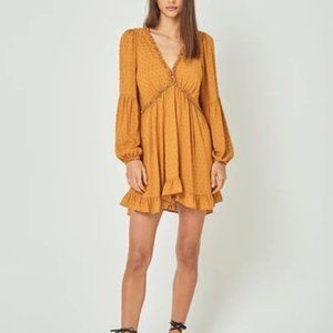 Auguste Label Helena Sleeved Mini Dress Amber, Size 4/S